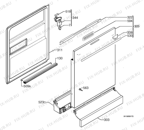 Взрыв-схема посудомоечной машины Rex Electrolux RSF66811K - Схема узла Door 003